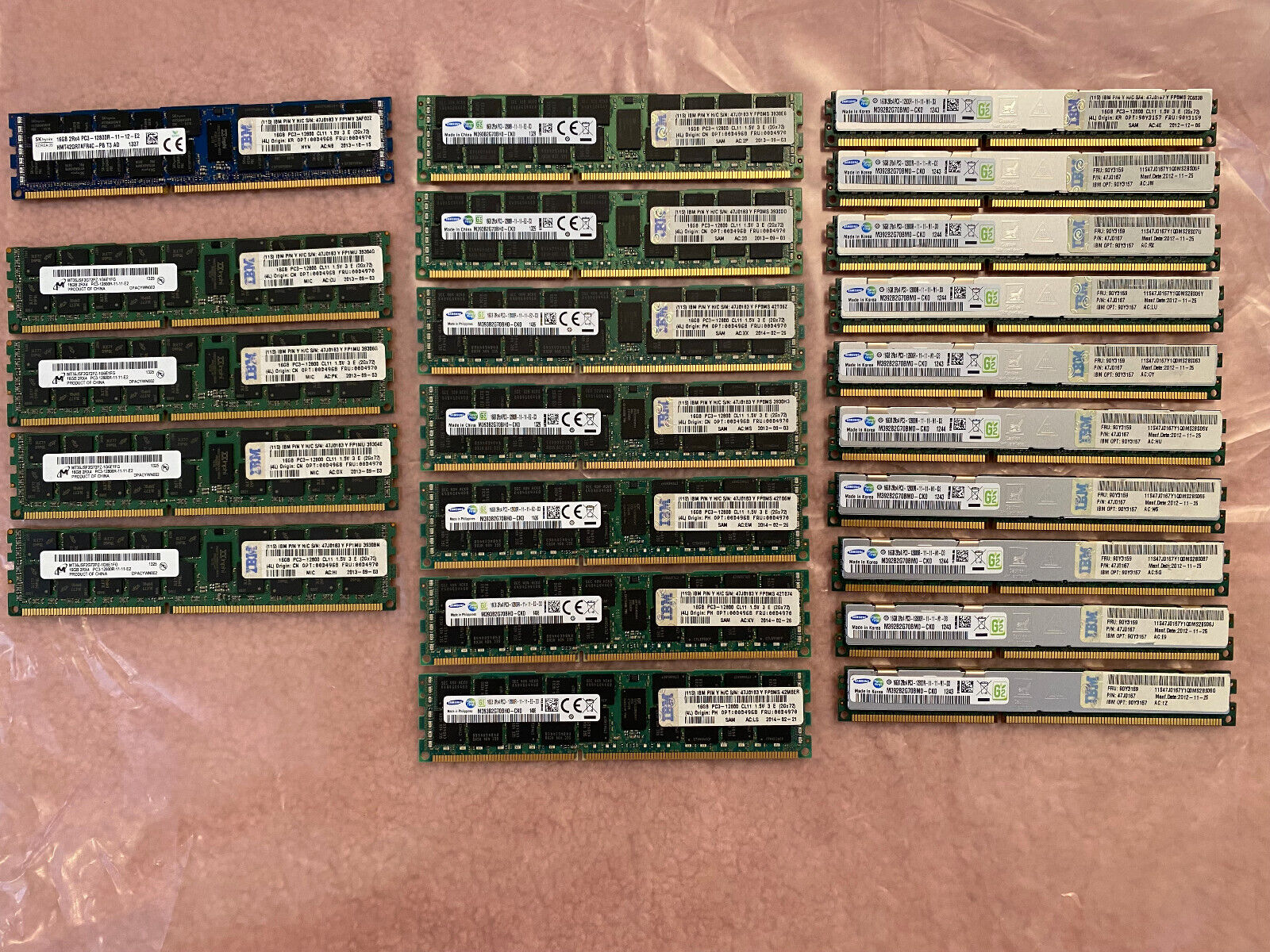 LOT OF 36 x 16GB (576GB) RDIMM SERVER MEMORY RAM DDR3 PC3-12800R & PC3-14900R