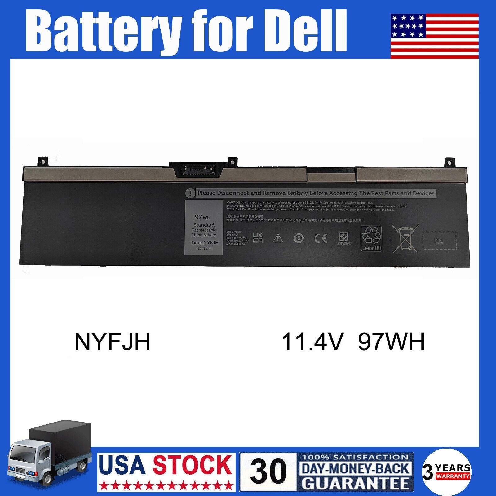 NYFJH Battery For Dell Precision 7740 7530 7730 7540 P34E P74F 0WMRC GW0K9 97Wh