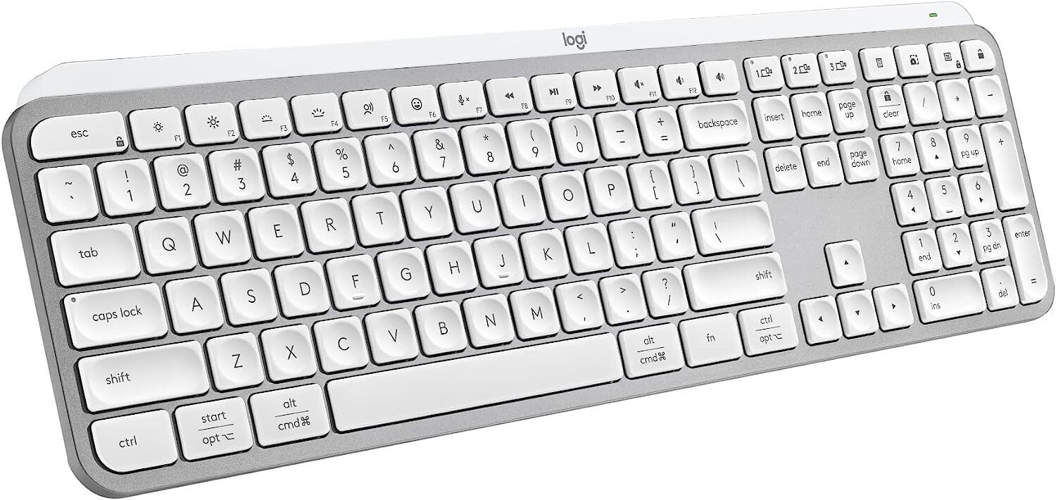 Logitech MX Keys Wireless Keyboard, Low Profile Quiet Typing - Pale Gray