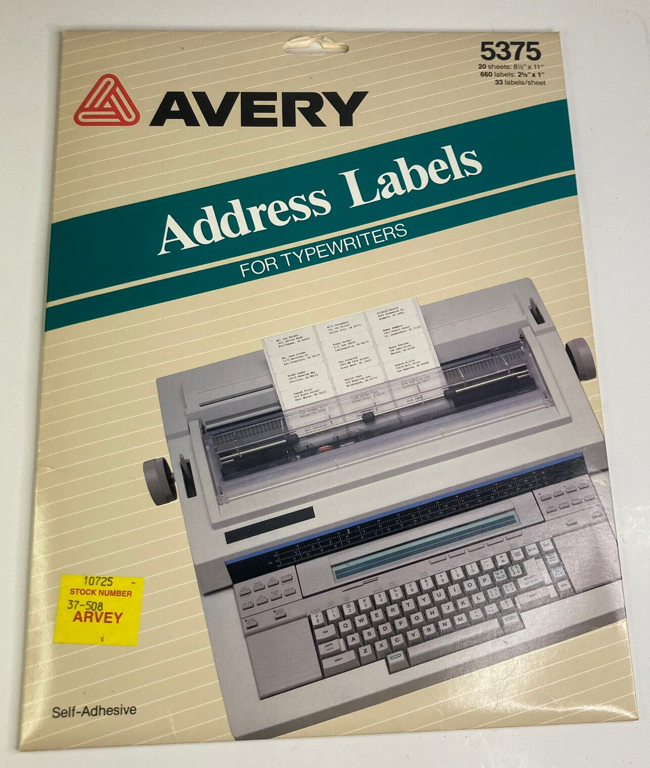 Vintage Old Stock Brand New Avery #5375 20 Sheets of Typewriter Address Labels