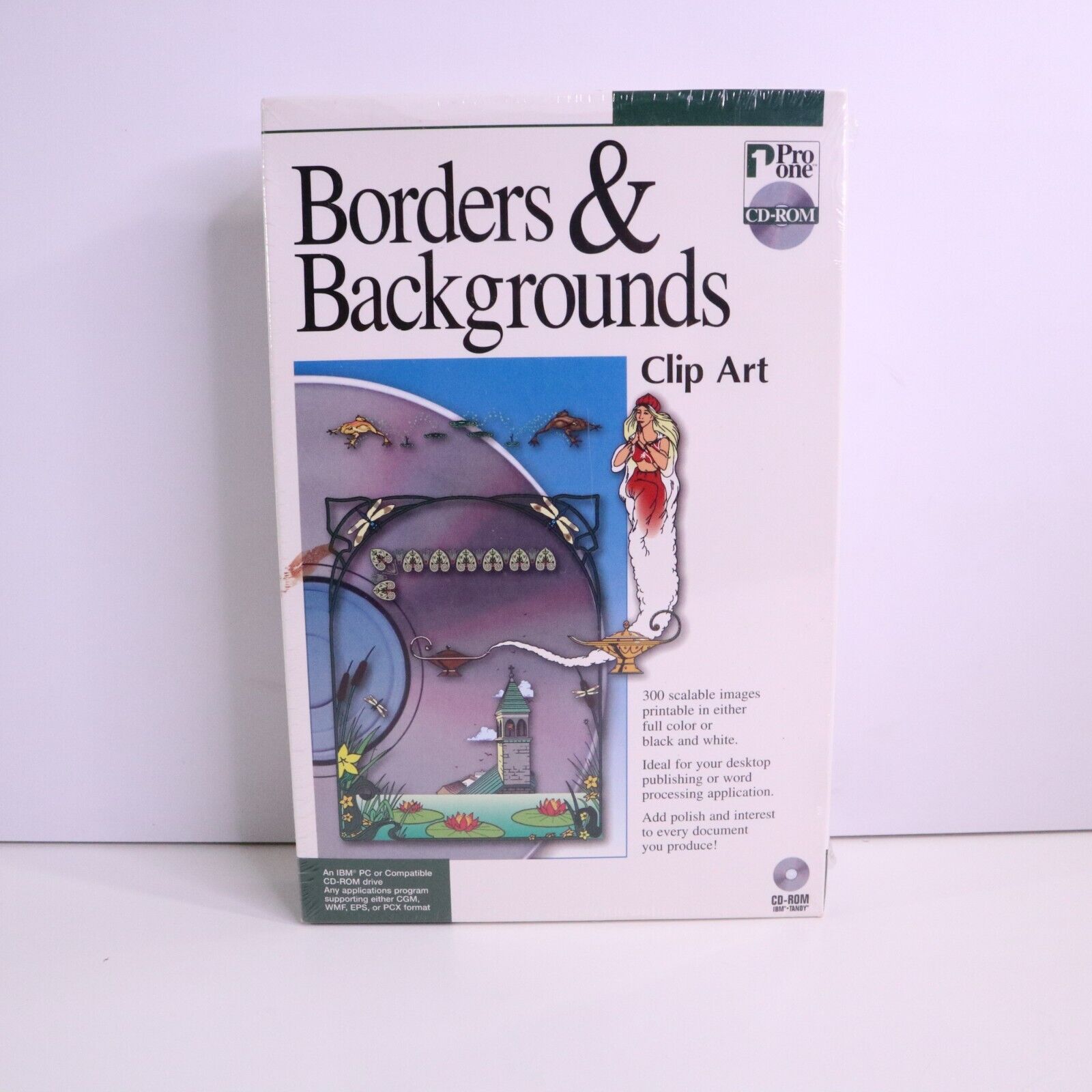 Pro One Borders & Backgrounds Clip Art CD-ROM Vintage Software NEW Sealed