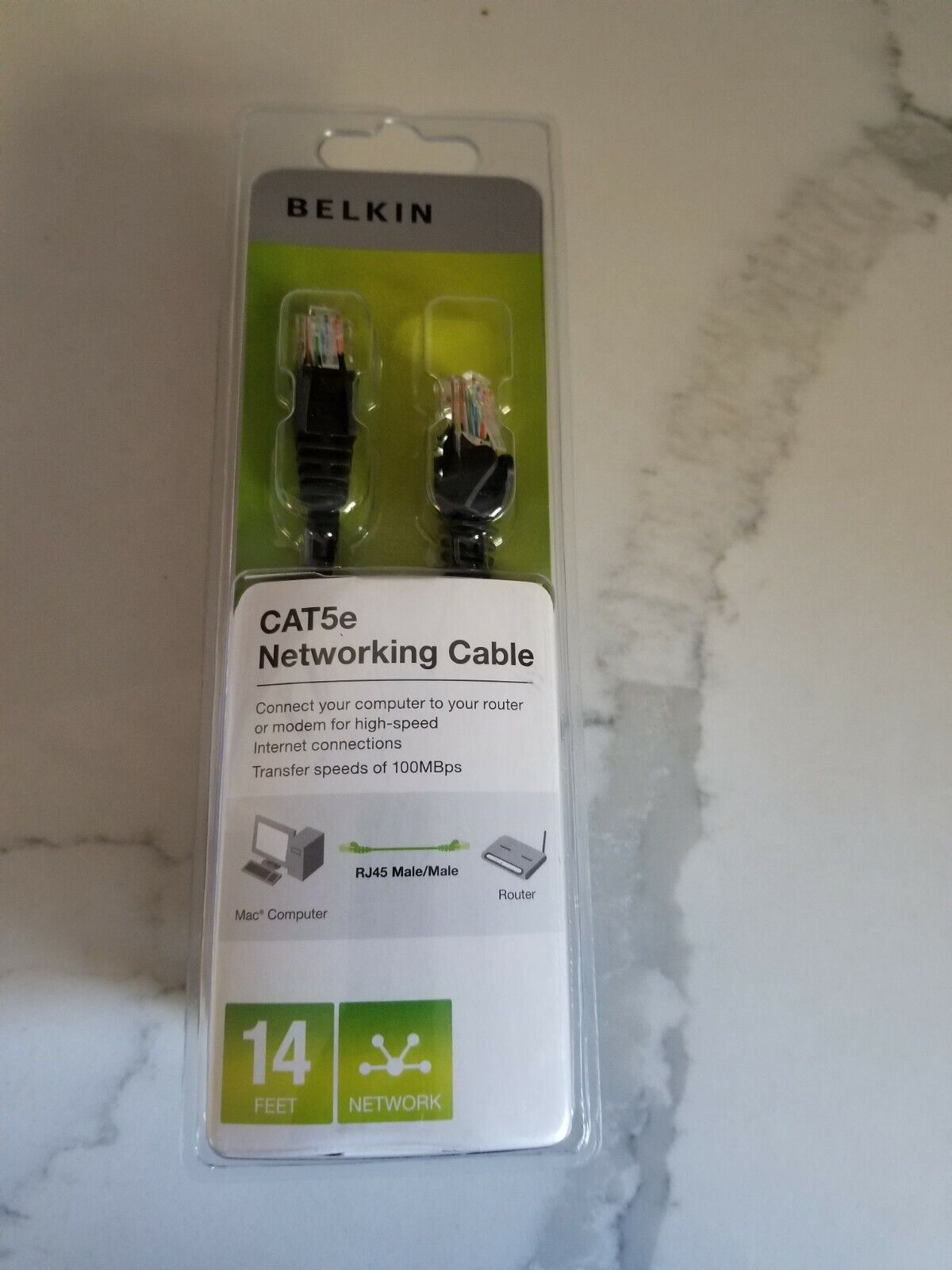 Belkin Fast CAT5e Networking Ethernet Cable RJ45 Male/Male 14 FT 4.3 M 