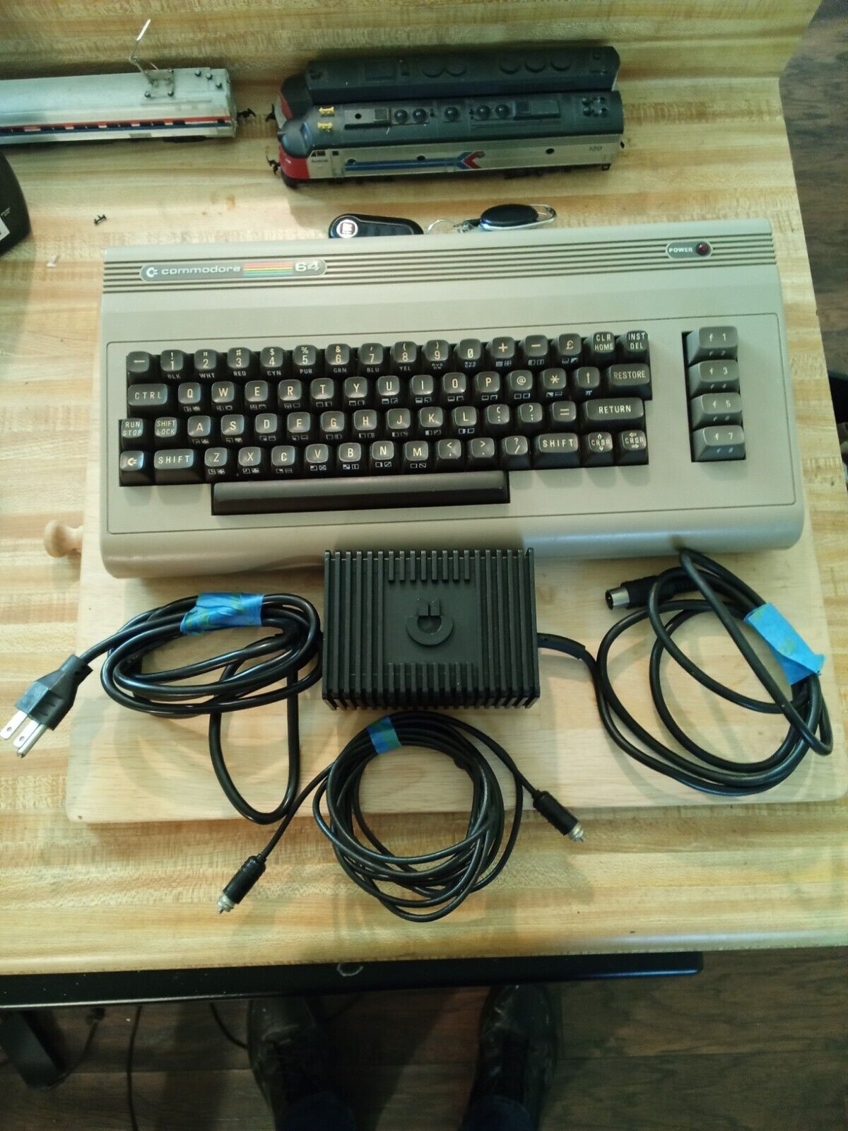 Vintage Commodore 64 Computer Keyboard Power supply and cable Tested & Powers on