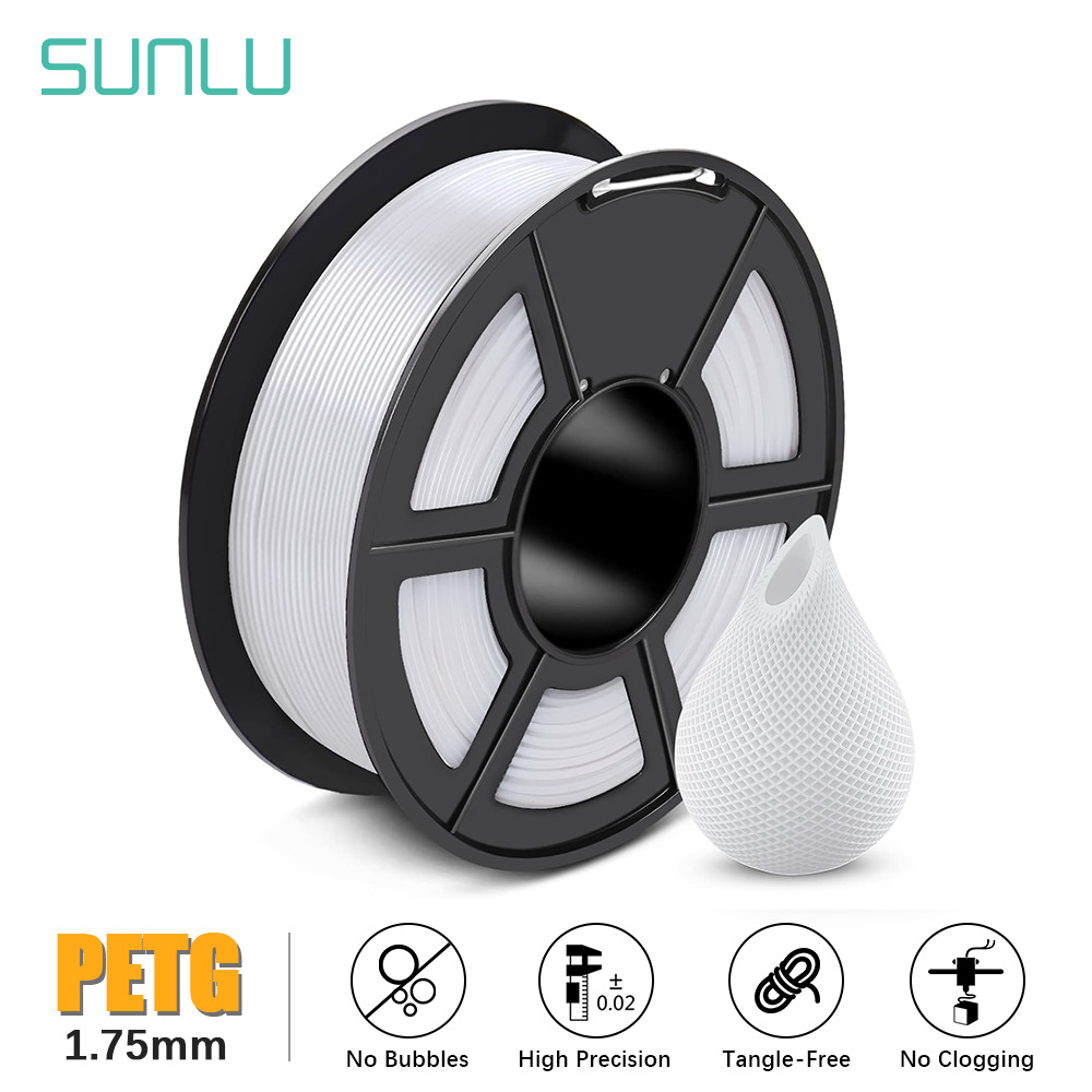 SUNLU PETG 3D Printer Filament 1.75mm PETG 1KG/ROLL ±0.02mm Multicolor No Bubble