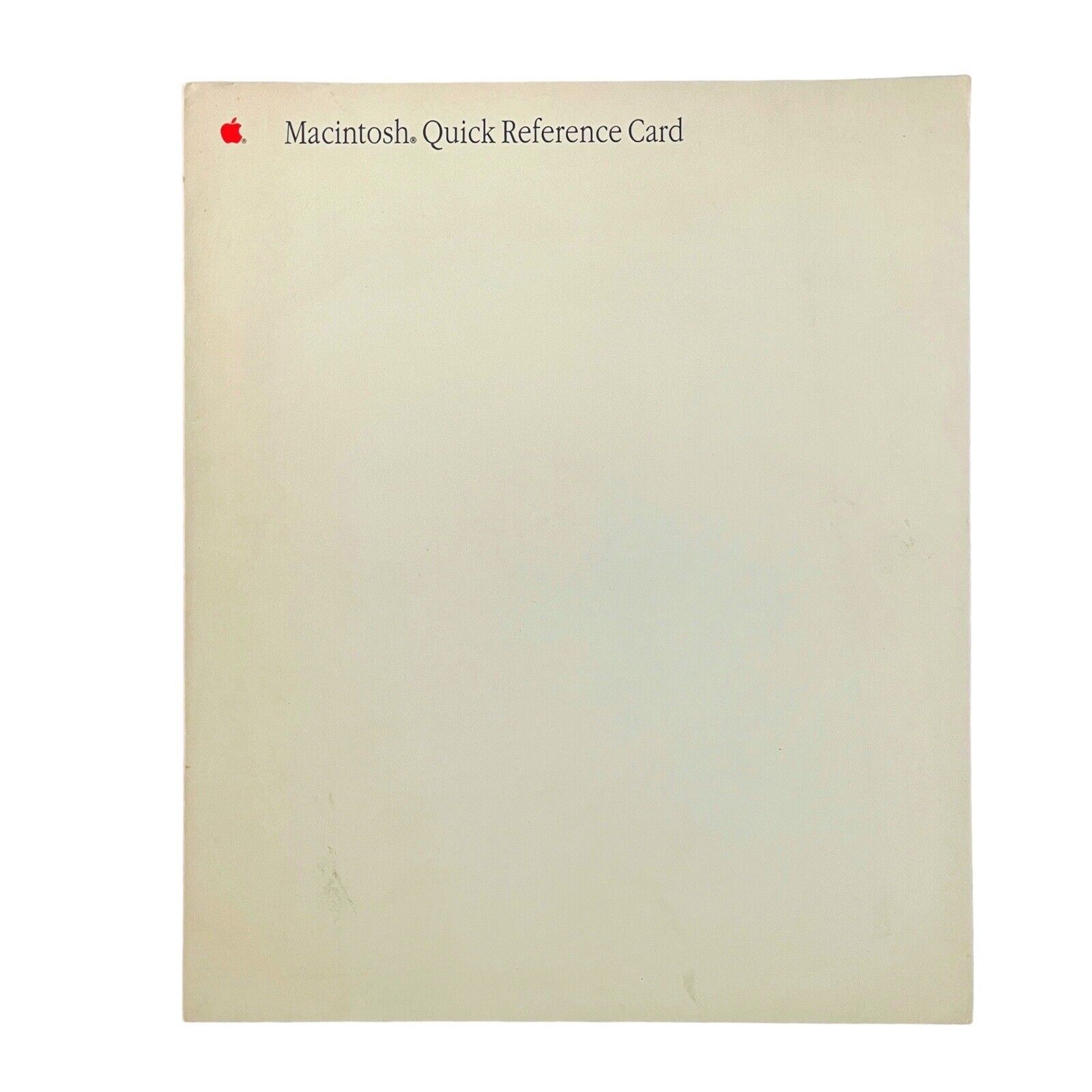 Apple Macintosh Quick Reference Card VTG 1988 030-3180-B .