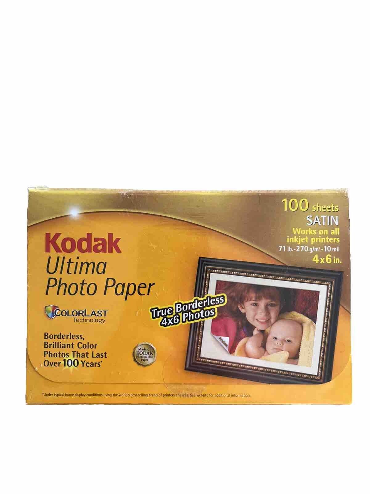 Kodak Ultima Picture Paper  100 Satin  4x6  Paper Sheets Inkjet- Sealed Box