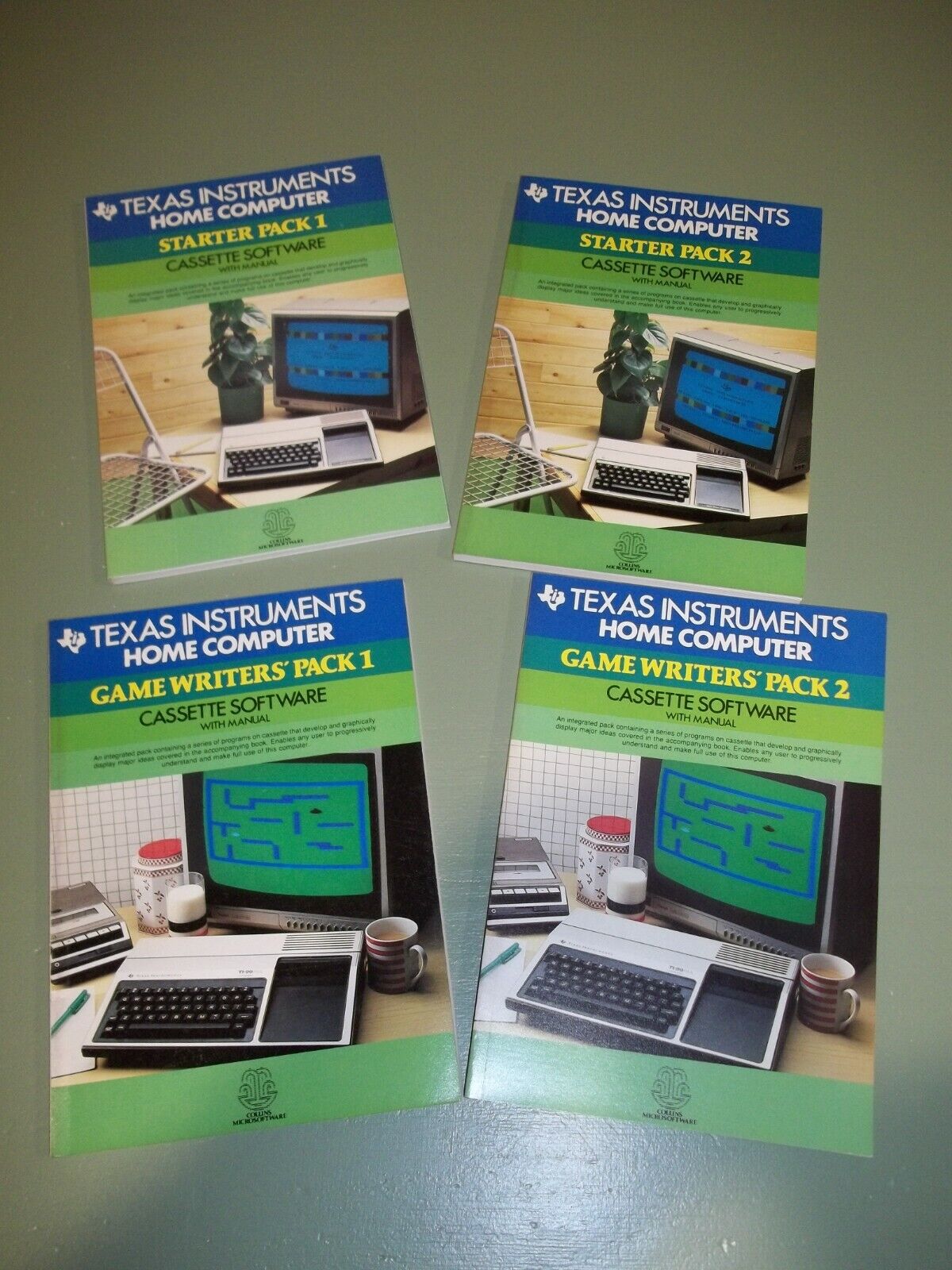 Set of 4 TI-99/4A TI99 Manuals STARTER PACK 1 & 2 - GAMEWRITERS\' PACK 1 & 2 New 