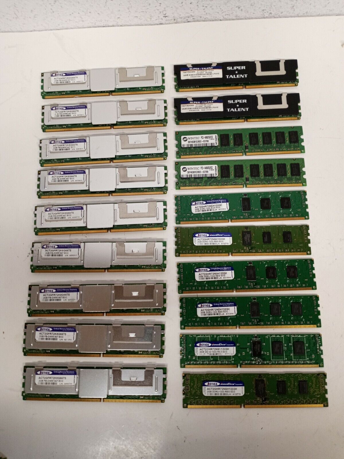 Lot of 19Pcs Mixed Brands 2GB PC2 & PC3 Server Memory Total: 38GB ( 19x 2GB ) 