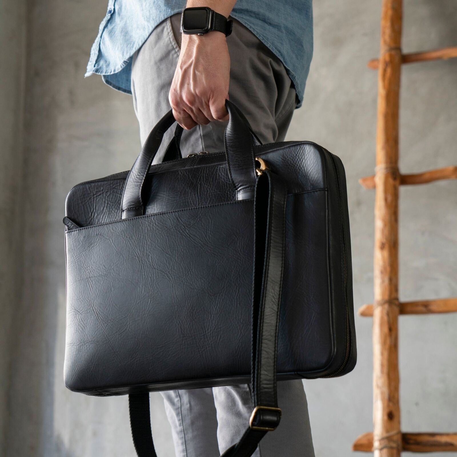 Personalized Leather Travel 16” Laptop Bag - Briefcase Satchel Portfolio
