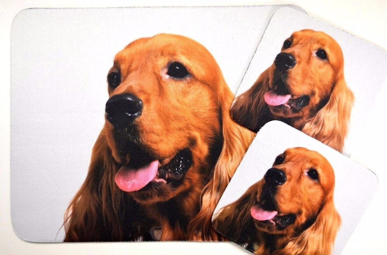 3 pc Set Dog Lover Mouse Pad 9x7 +2 Coasters COCKER SPANIEL Puppies Nice Gift