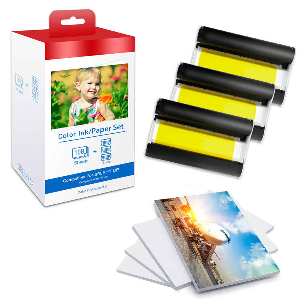 Canon KP-108IN Color Ink Paper Set 4x6 for Canon Selphy CP1300 CP1200 CP910 Lot