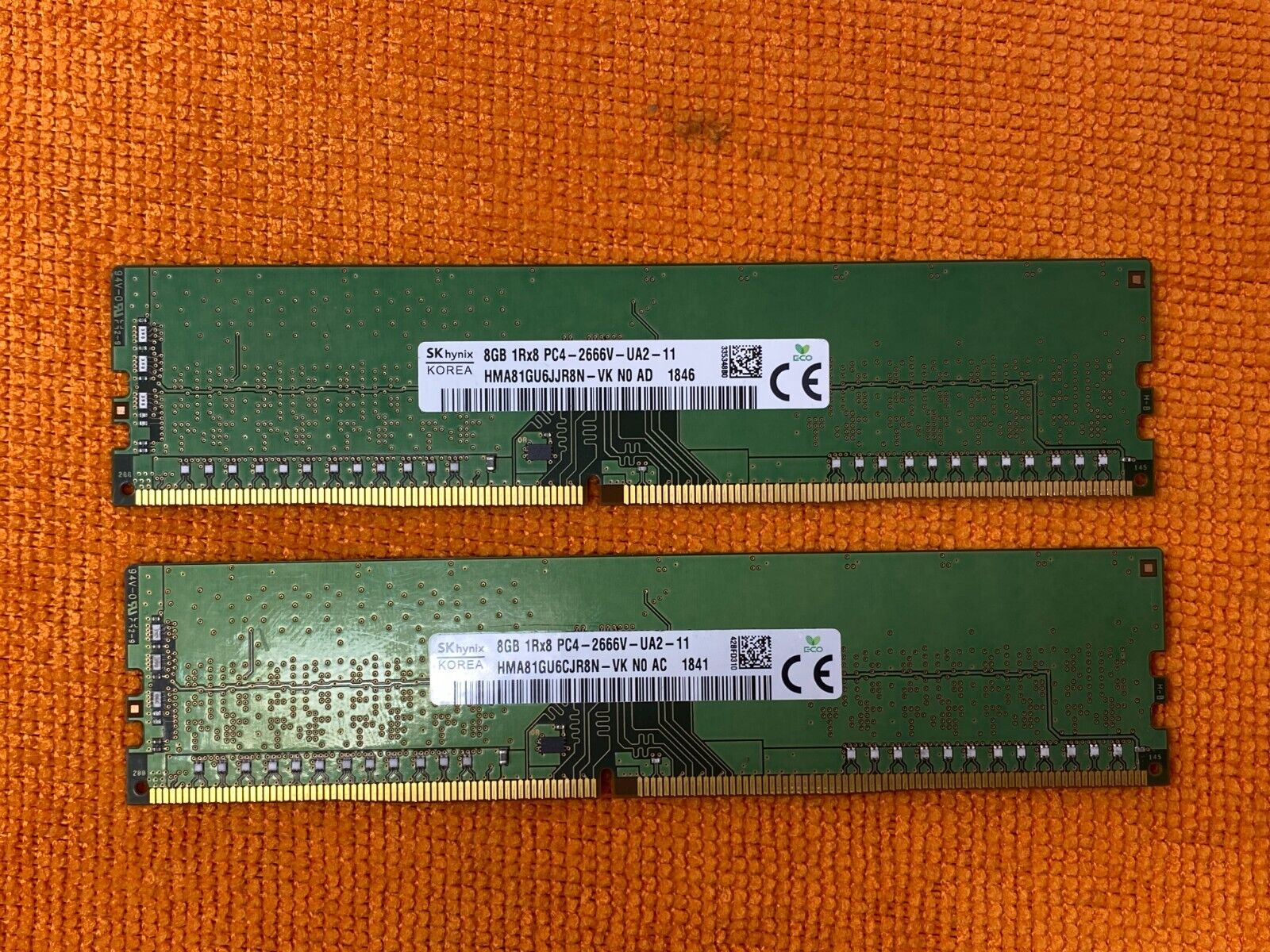 16GB (2x8) HYNIX 1Rx8 8GB DDR4 PC4 -2666MHz UA2-11 HMA81GU6CJR8N-VK 933276-001