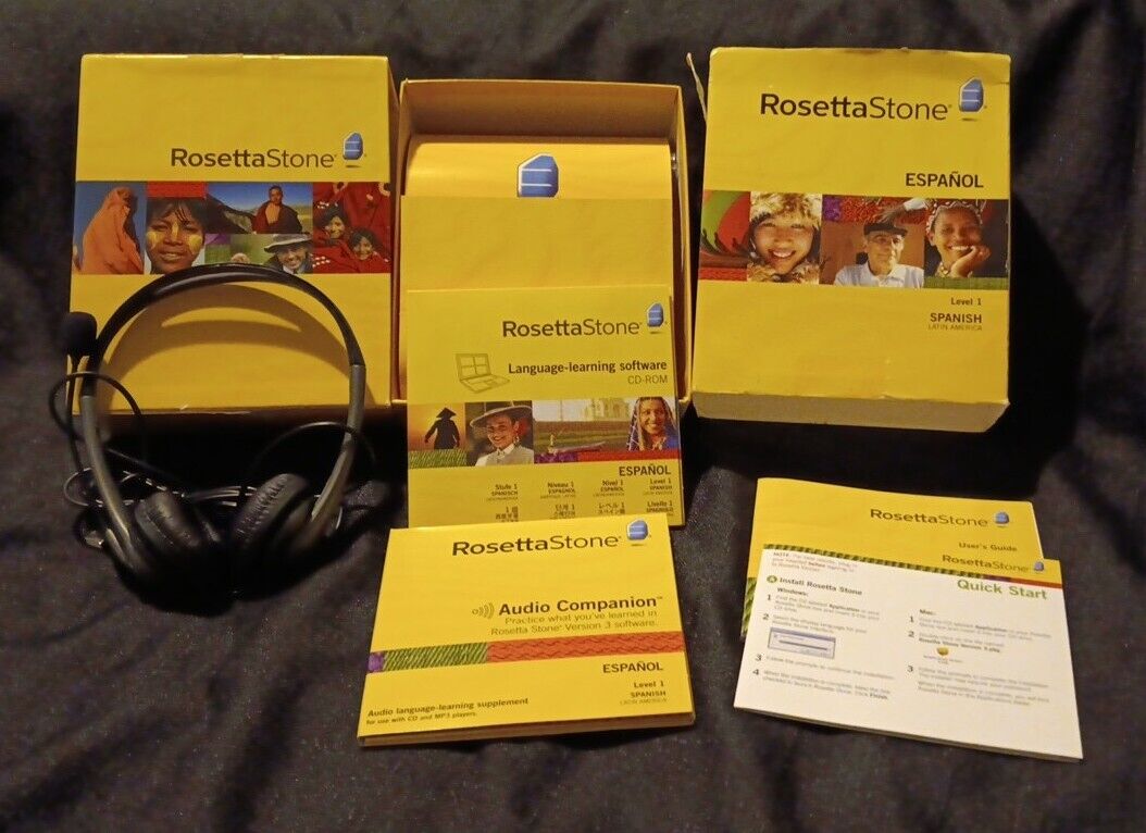 Rosetta Stone Spanish Espanol Level Unit 1-4 Set Headphones CD-ROM
