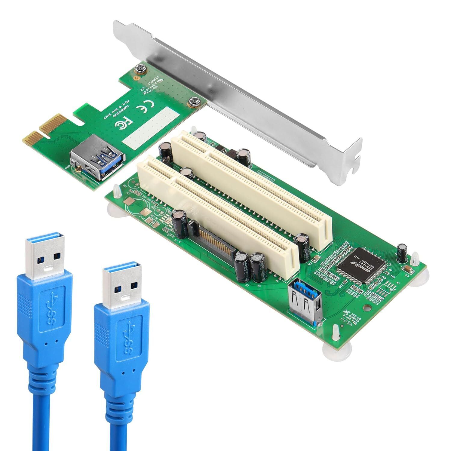 Pci-E To Dual Pci Expansion Card, Pci Express X1 To Dual Pci Converter With Us