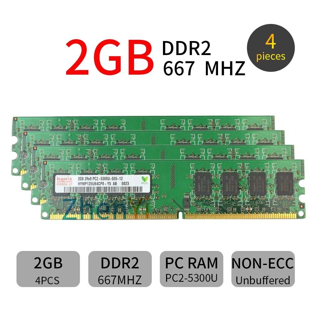 8GB 4x 2GB 4GB 4x 1GB PC2-5300 DDR2-667MHz 240PIN DIMM KIT Memory For Hynix LOT