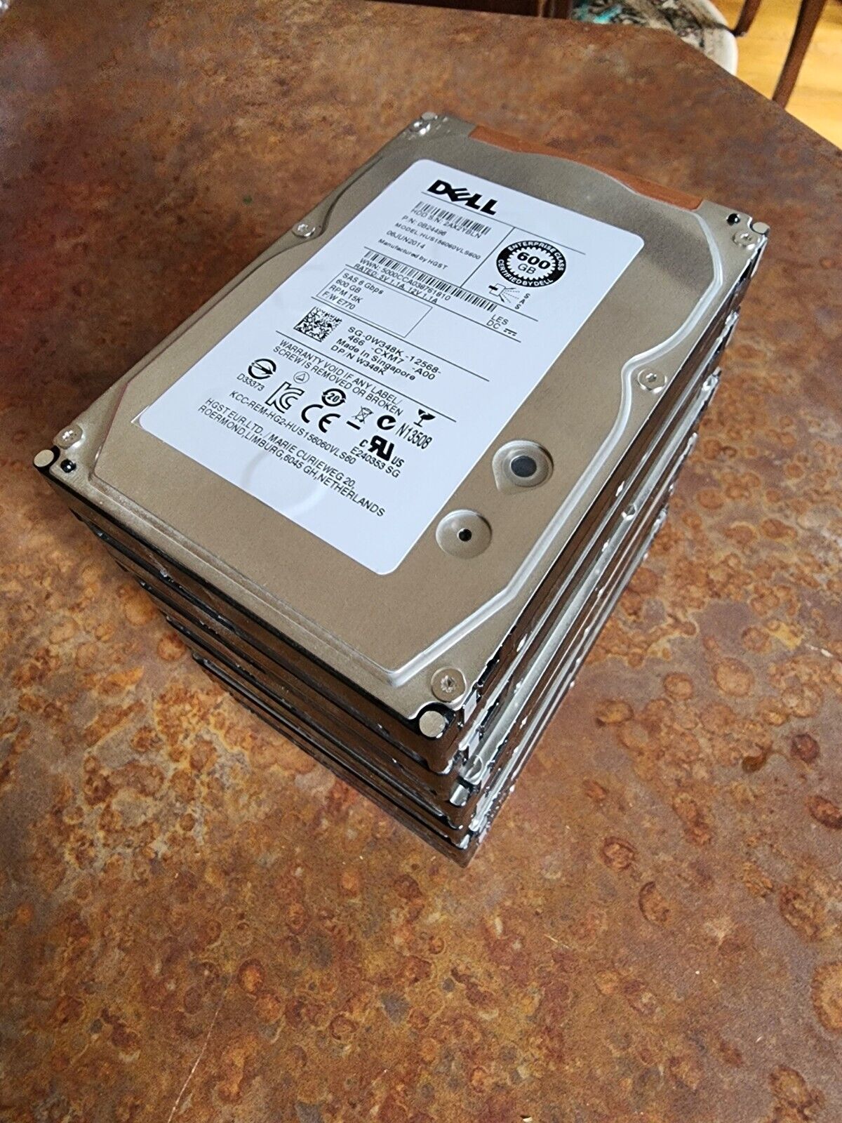 LOT of 6x - Dell W348K 600 GB,Internal,3.5 inch (HUS156060VLS600) Hard Drive