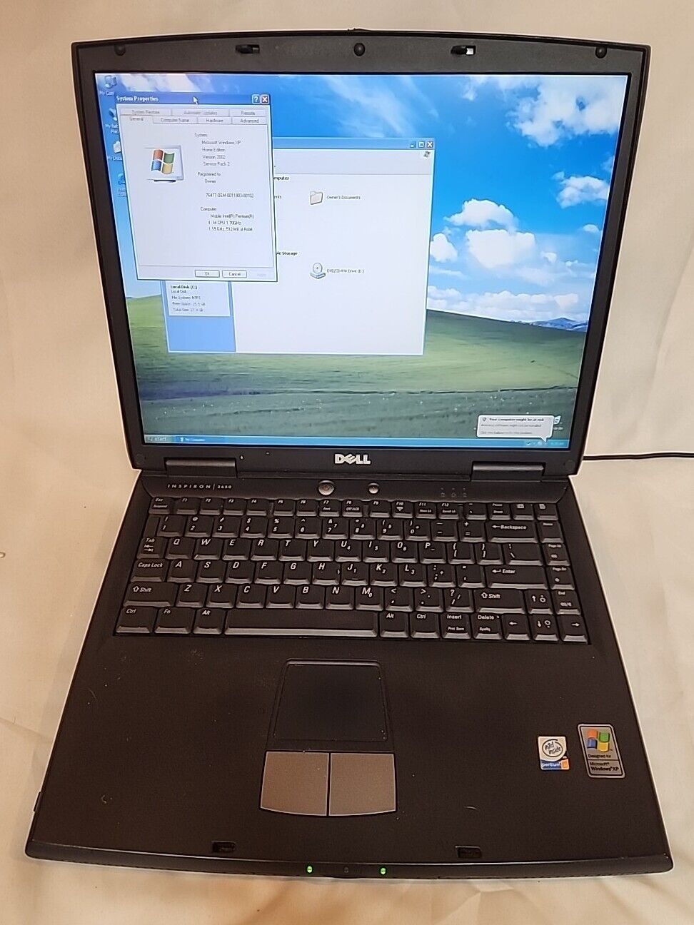 Vintage Dell Inspiron 2650 Intel Pentium Fully Working 2002 Model 1.7GHz 512MB