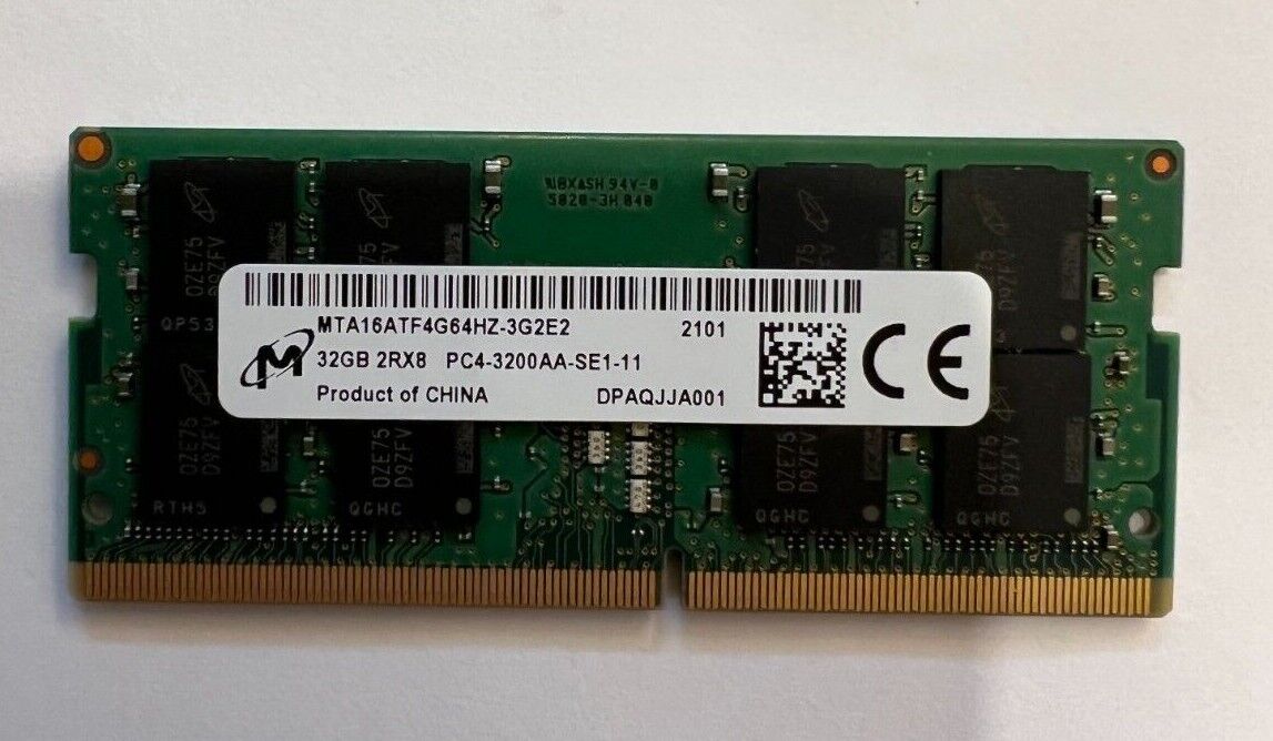 Micron 32GB 2RX8 PC4-3200AA 1.2v CL22 SODIMM RAM MTA16ATF4G64HZ-3G2E2