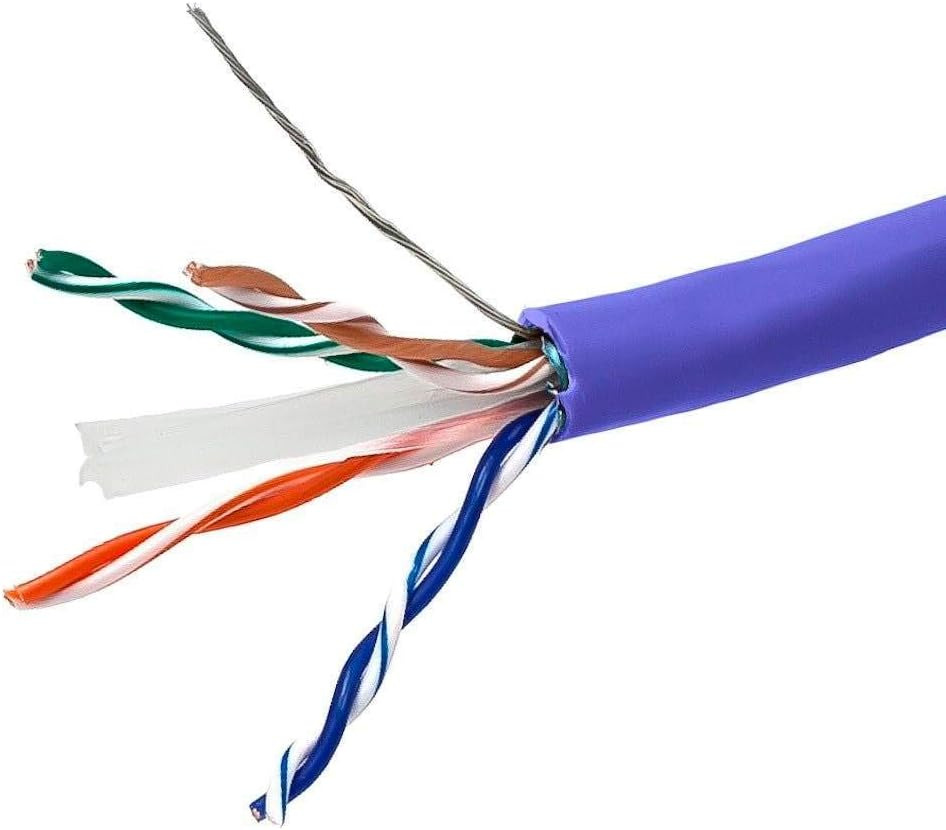 Cat6A Ethernet Bulk Cable - Solid, 550Mhz, 10G, FTP, CMR, 23AWG, Riser Rated, Pu