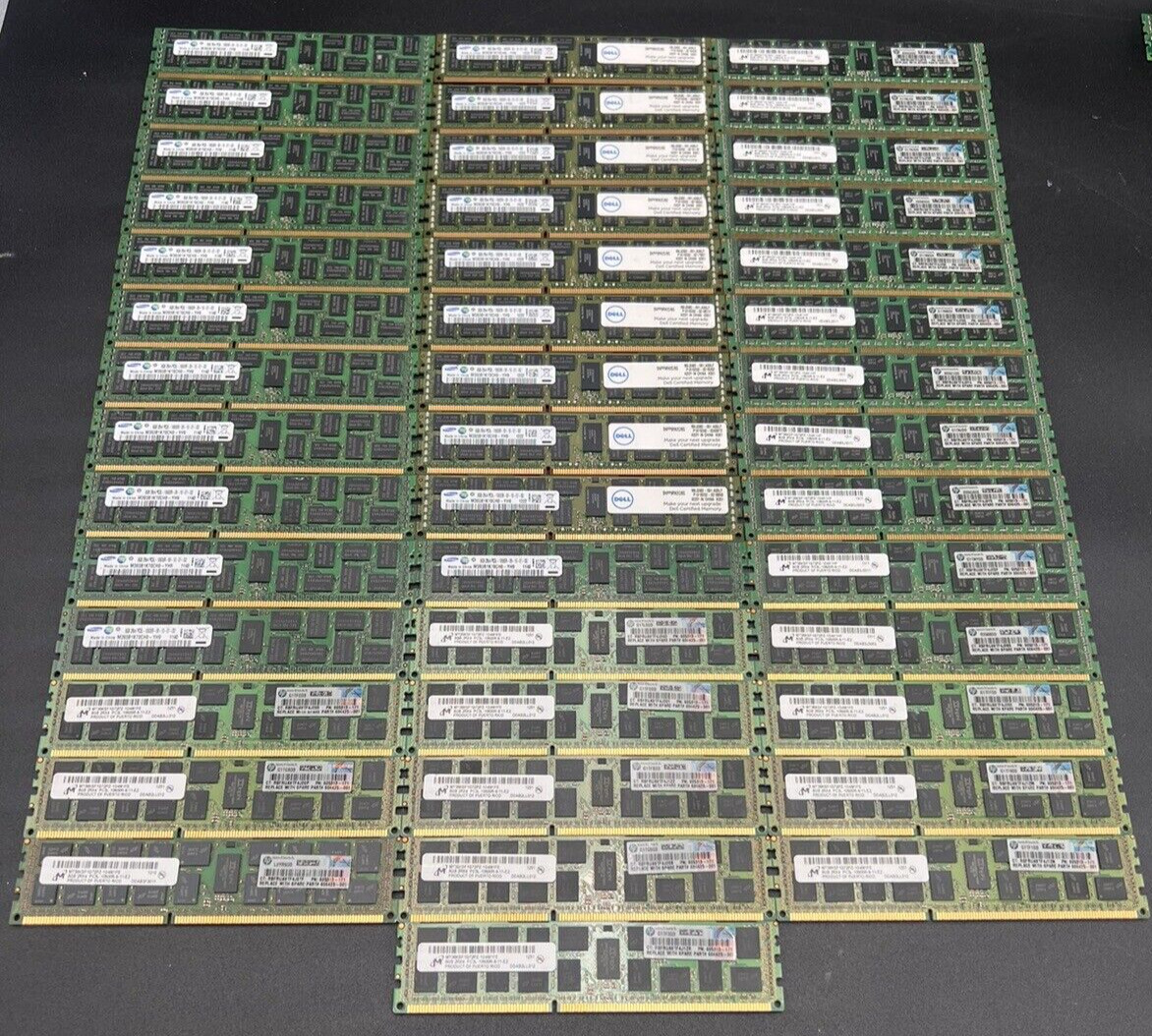 Lot of 43 Mixed Brands 8GB 2Rx4 PC3L-10600R ECC Server Ram (Samsung & Micron )