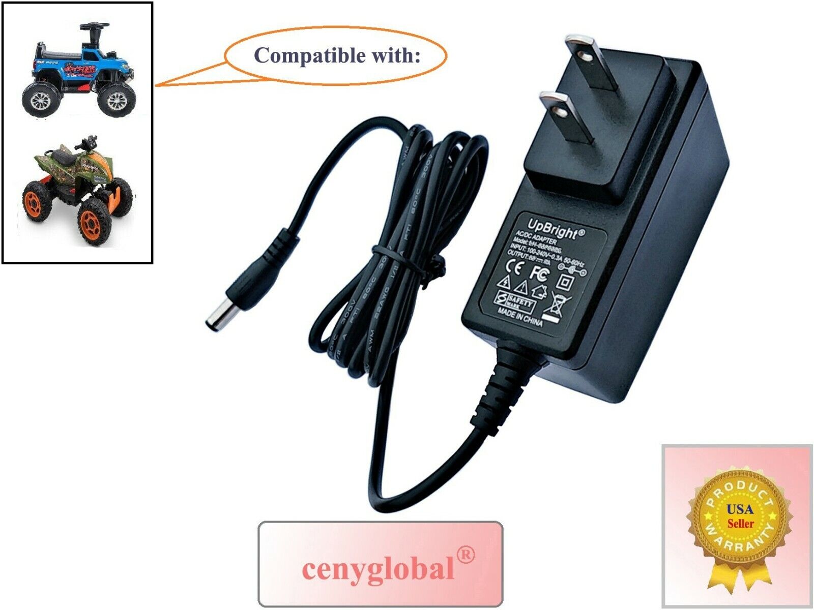 AC Adapter for Huffy Renegade Special OPS RC Monster Truck ATV Four 12V Charger