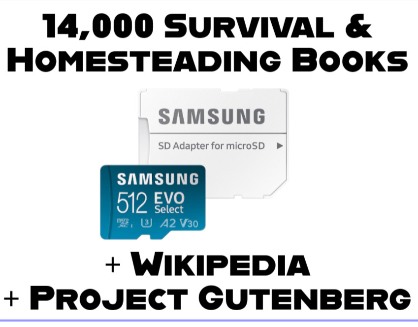 Survival Library, Wikipedia, Project Gutenberg | Offline Archive microSD Card