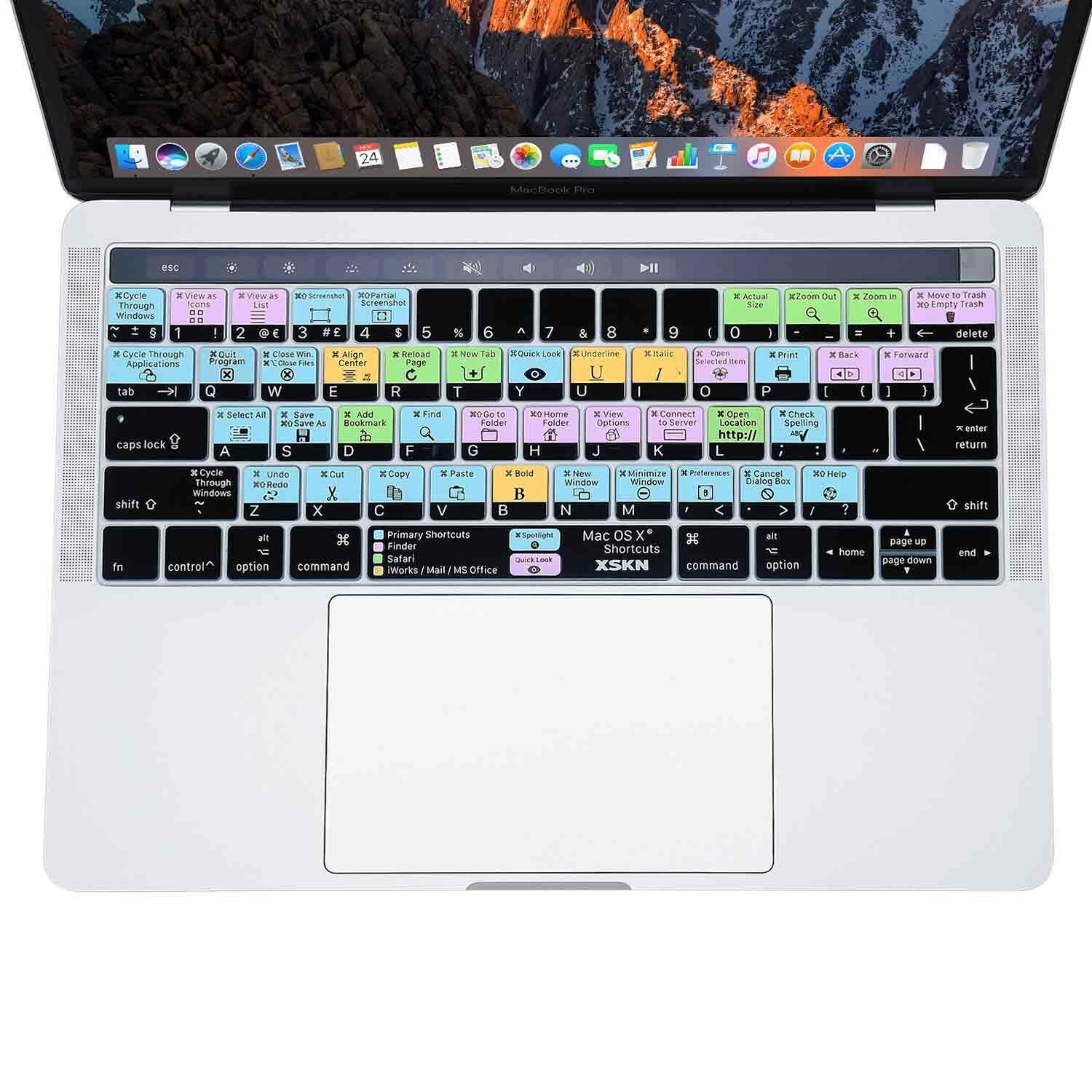 XSKN macOS,OS X Shortcut Keyboard Cover for MacBook Pro 13.3/15.4 With Touch Bar