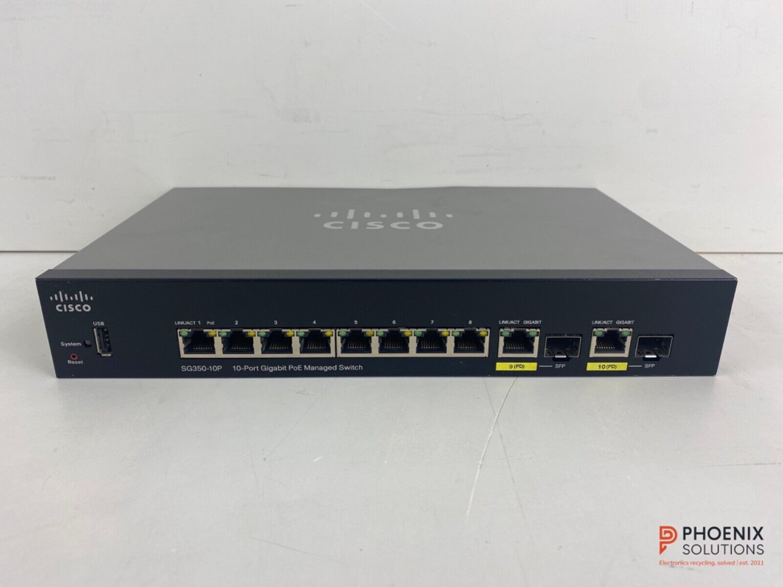 Cisco Systems SG350-10P / 10-Port Gigabit PoE Managed Switch - No AC Adapter