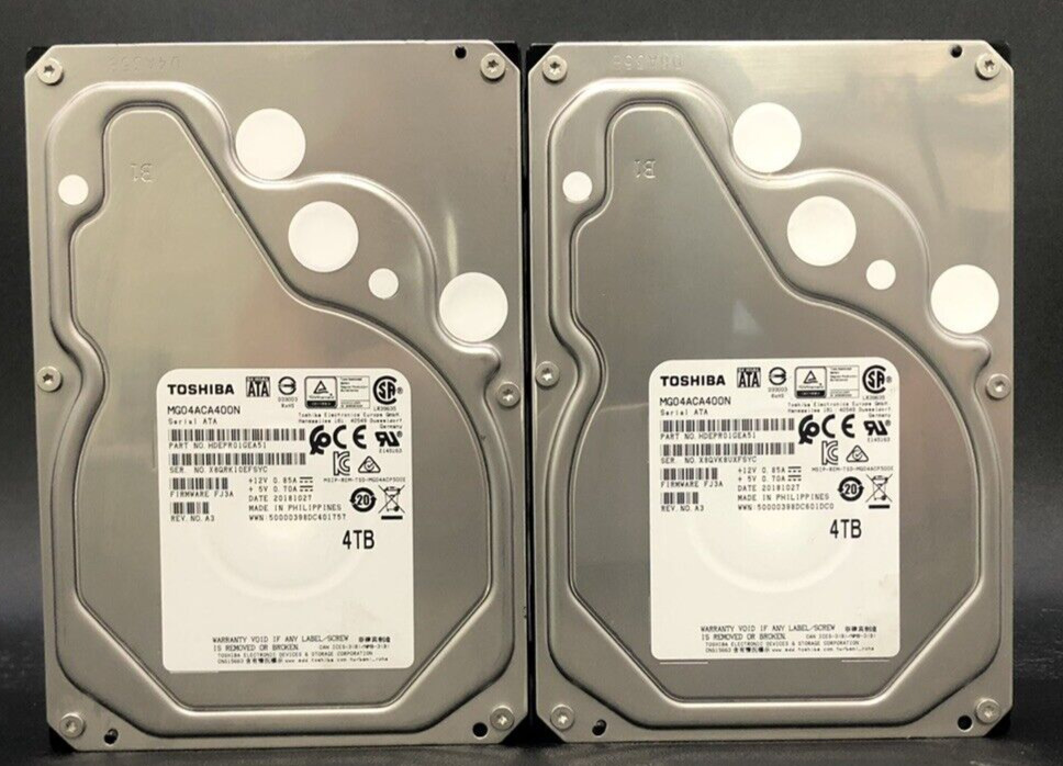 LOT OF 2 - Toshiba MG04ACA400N 4 TB SATA III 3.5 in Desktop Hard Drive