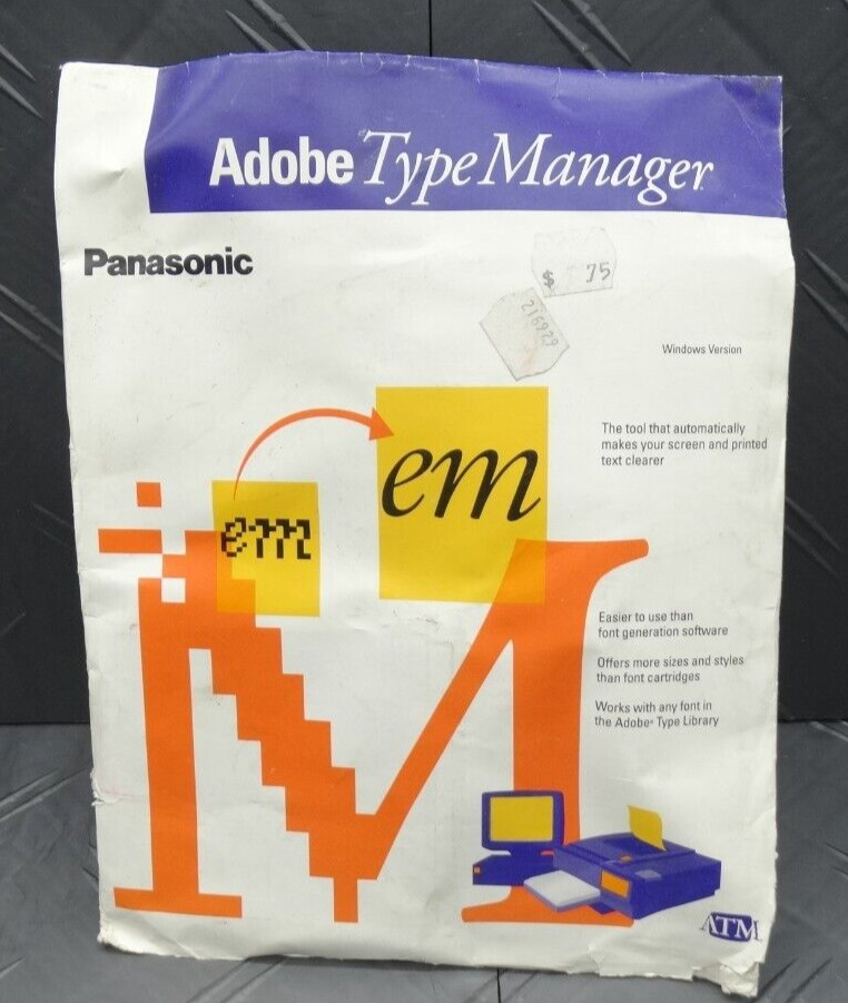 Adobe Type Manager Software for Panasonic Floppy Disks Vintage Sealed 