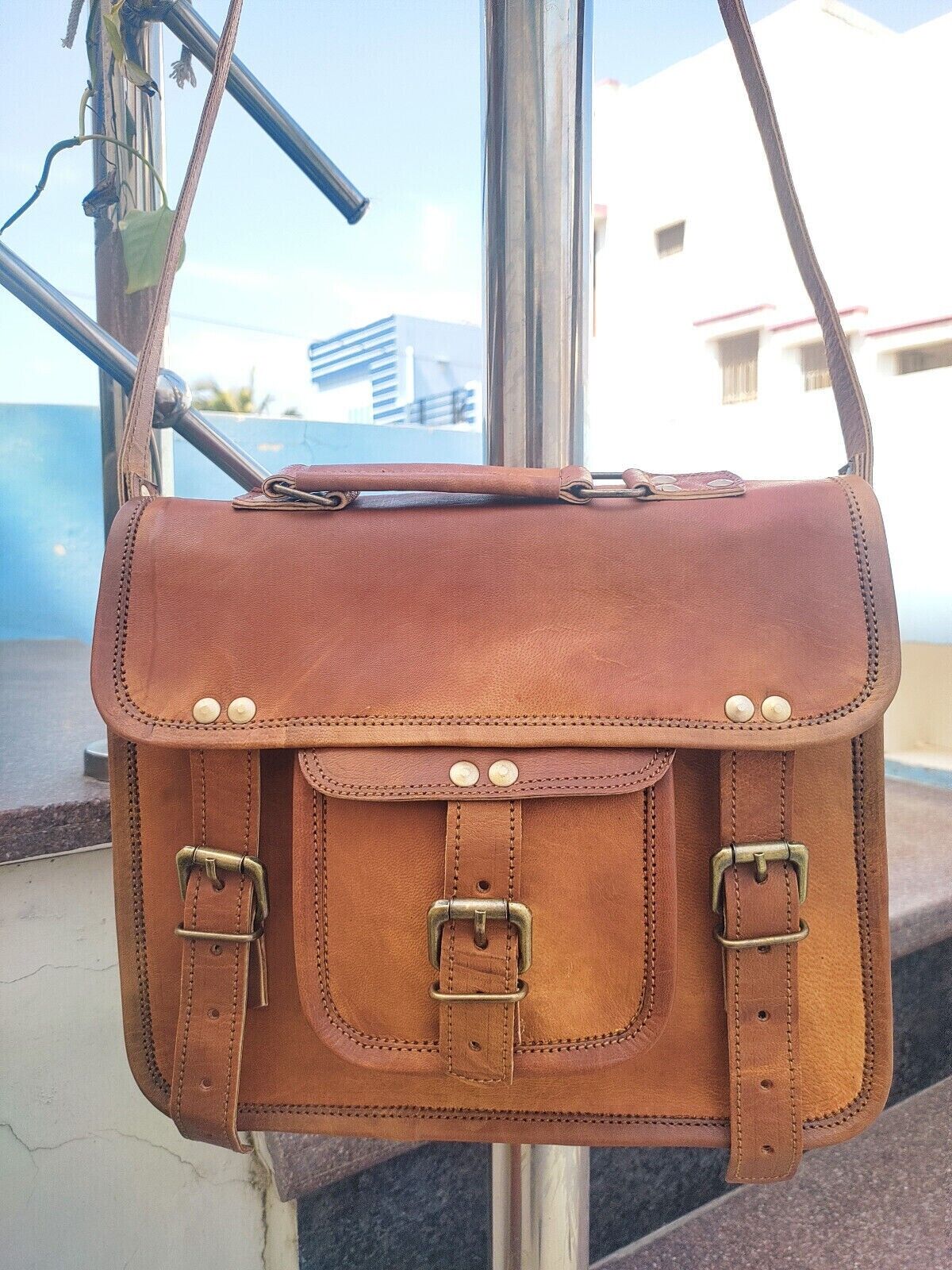 New Handmade Genuine Leather Briefcase for Men Travel Bag laptop Messenger Bag