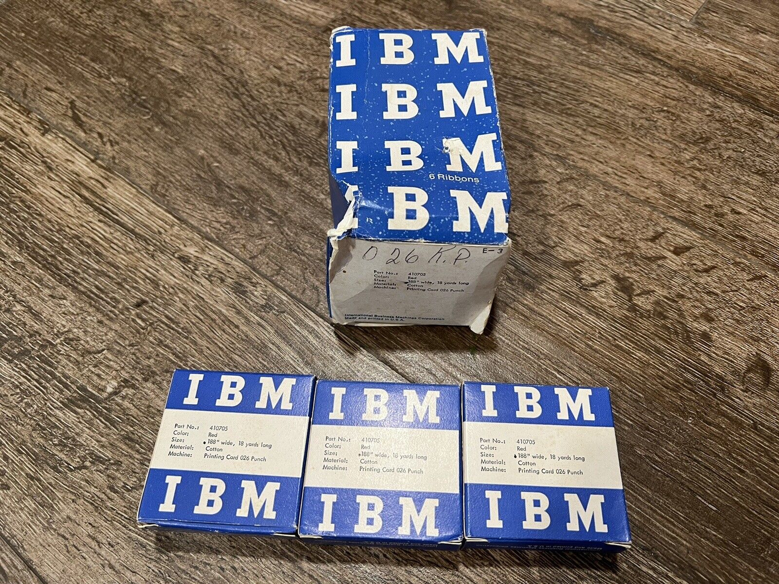 Lot of 3 NOS Vintage 1950\'s IBM 026 Key Punch Red Ribbons in Boxes