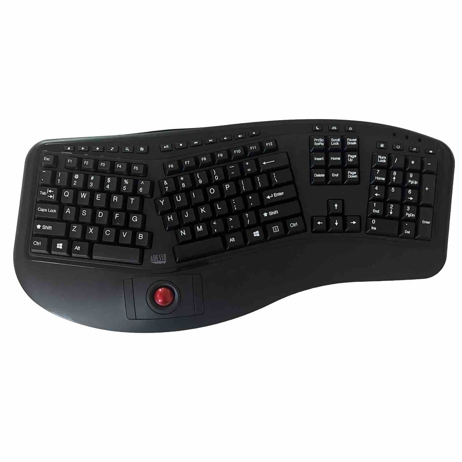 ADESSO Tru-Form Wireless Media Ergonomic Trackball Keyboard 