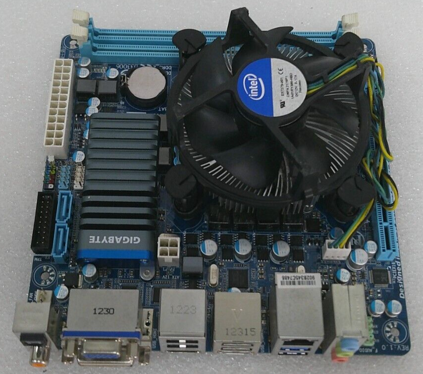 GIGABYTE GA-H61N-USB3 MOTHERBOARD W/ INTEL SR05Y CPU, HEATSINK & FAN