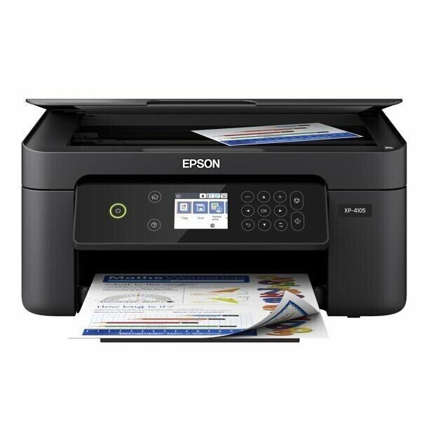 LOT OF THREE (3) Epson XP-4105 Wireless Printer w Ink - OPEN BOX BUT SEAL ON