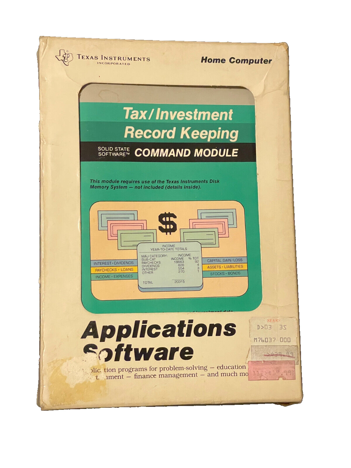 Texas Instruments TI-99/4a Tax/Investment Record Keeping RARE 1981 P/N Phm 3016