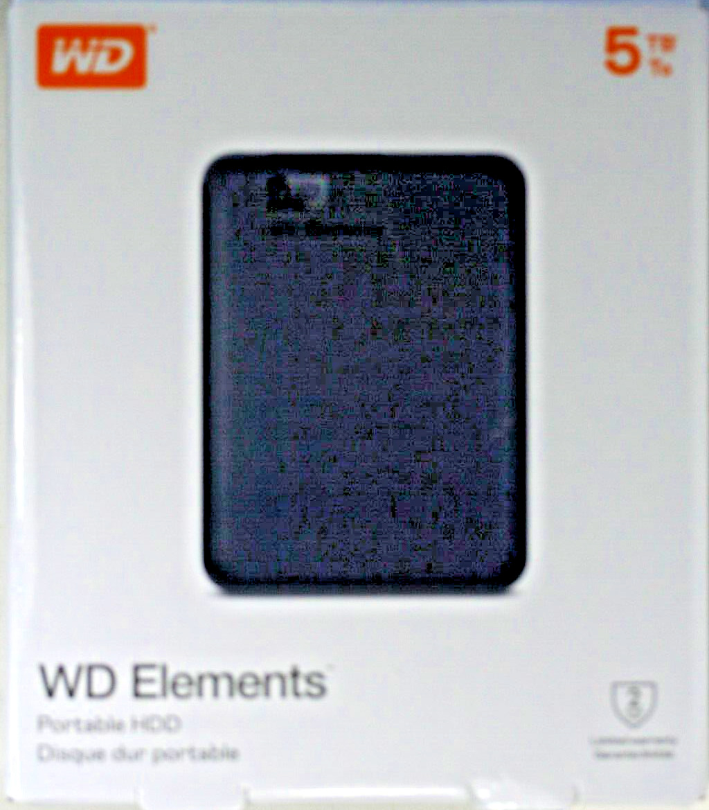 Western Digital Elements WDBU6Y0050BBK-WESN- 5TB External HD NIB