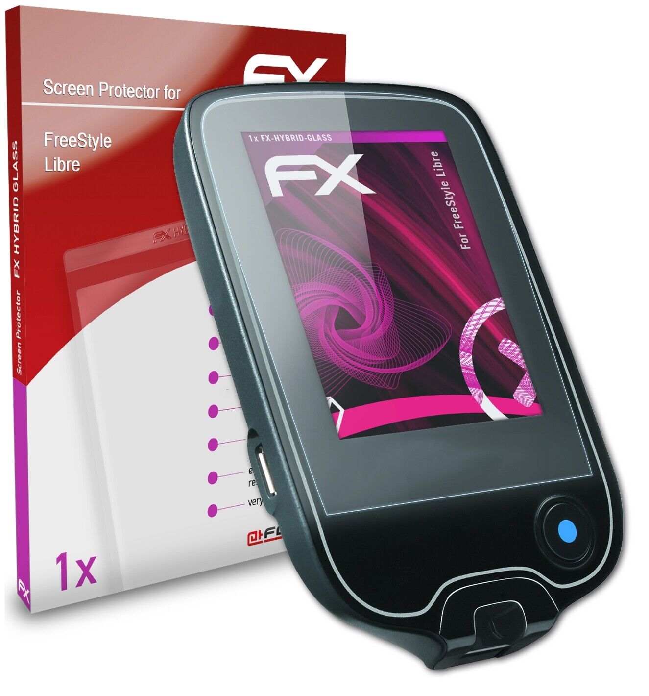atFoliX Glass Protector for FreeStyle Libre 9H Hybrid-Glass