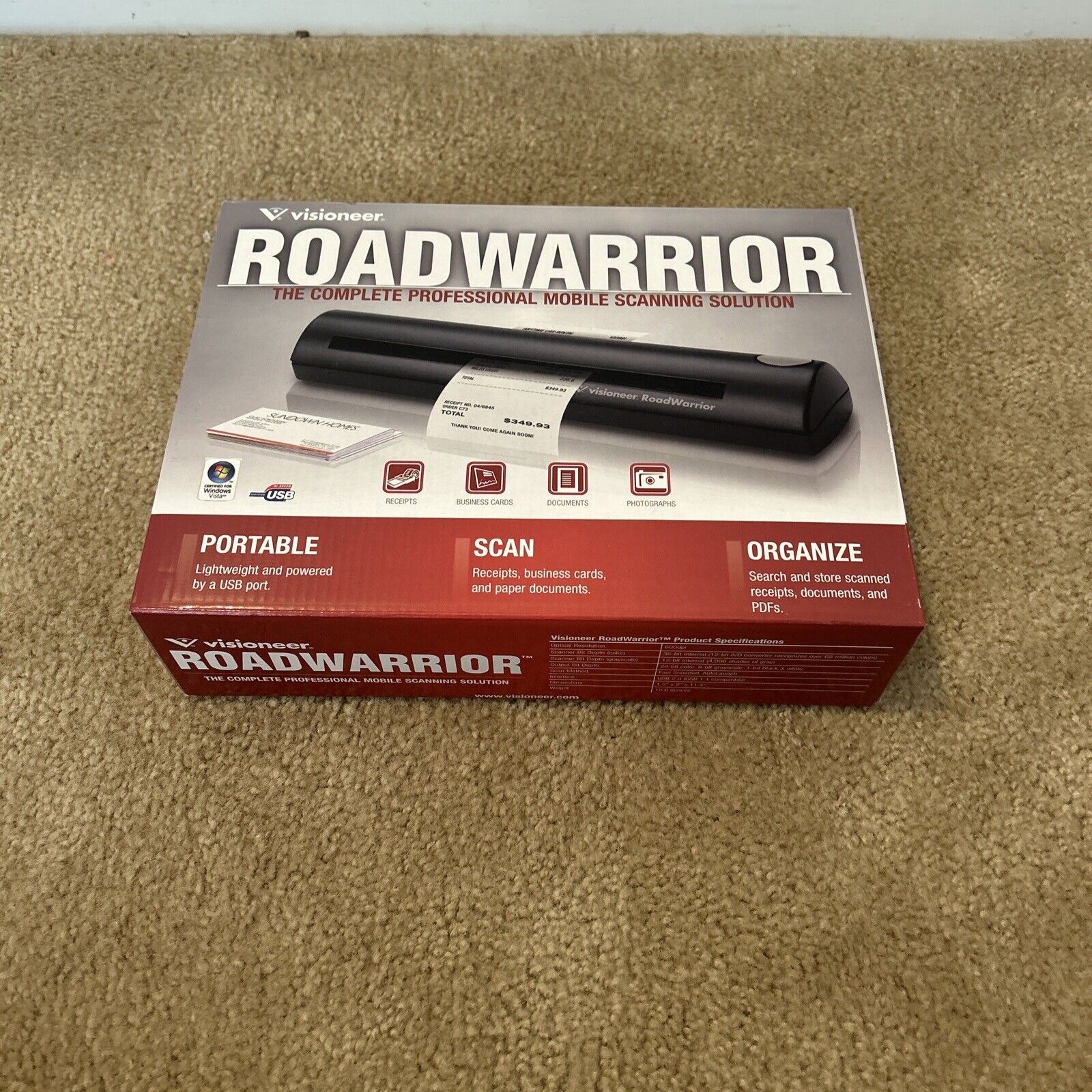 Visioneer Road Warrior Mobile Scanner Original 600dpi USB Powered NEW EXCELLENT