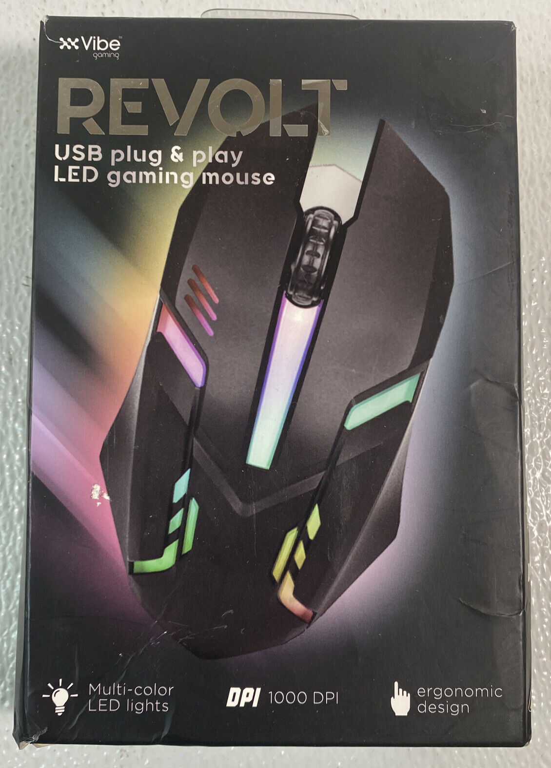 Vibe Gaming Revolt USB Plug & Play LED Gaming Mouse NEW