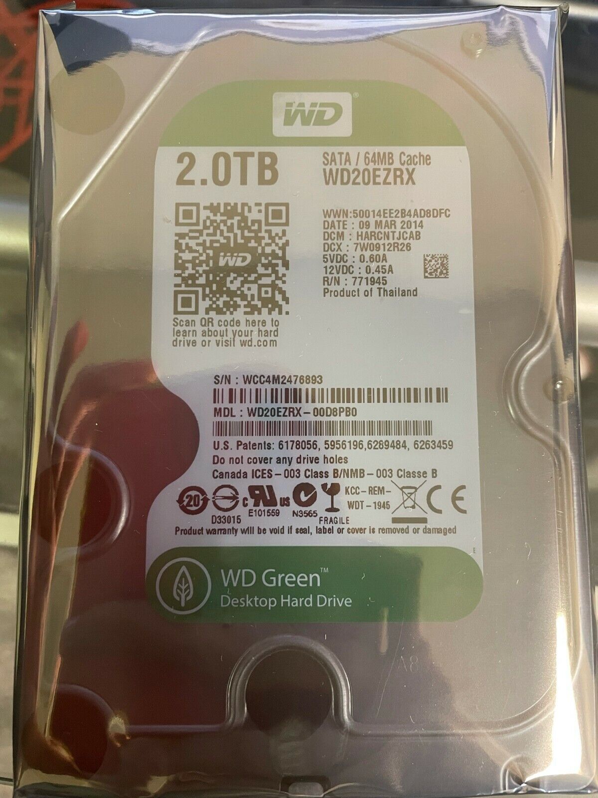 Western Digital WD Green WD20EZRX 2TB IntelliPower 64MB Cache SATA 6.0Gb/s 3.5\