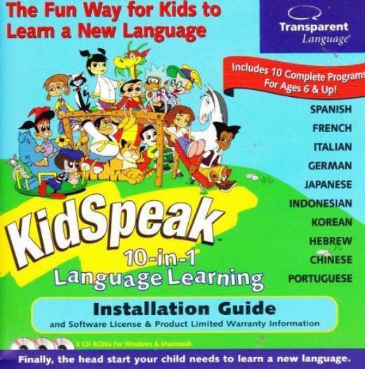 KidSpeak 10-in-1 PC MAC CD learn spanish hebrew german french korean languages