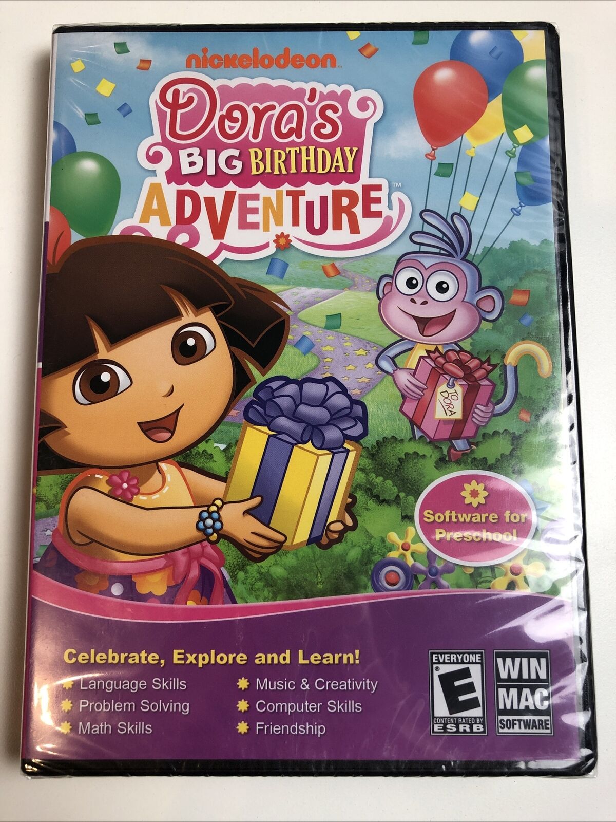DORA\'s Big Birthday Adventure Pre-School Play Learn CD-ROM Nickelodeon Win/Mac