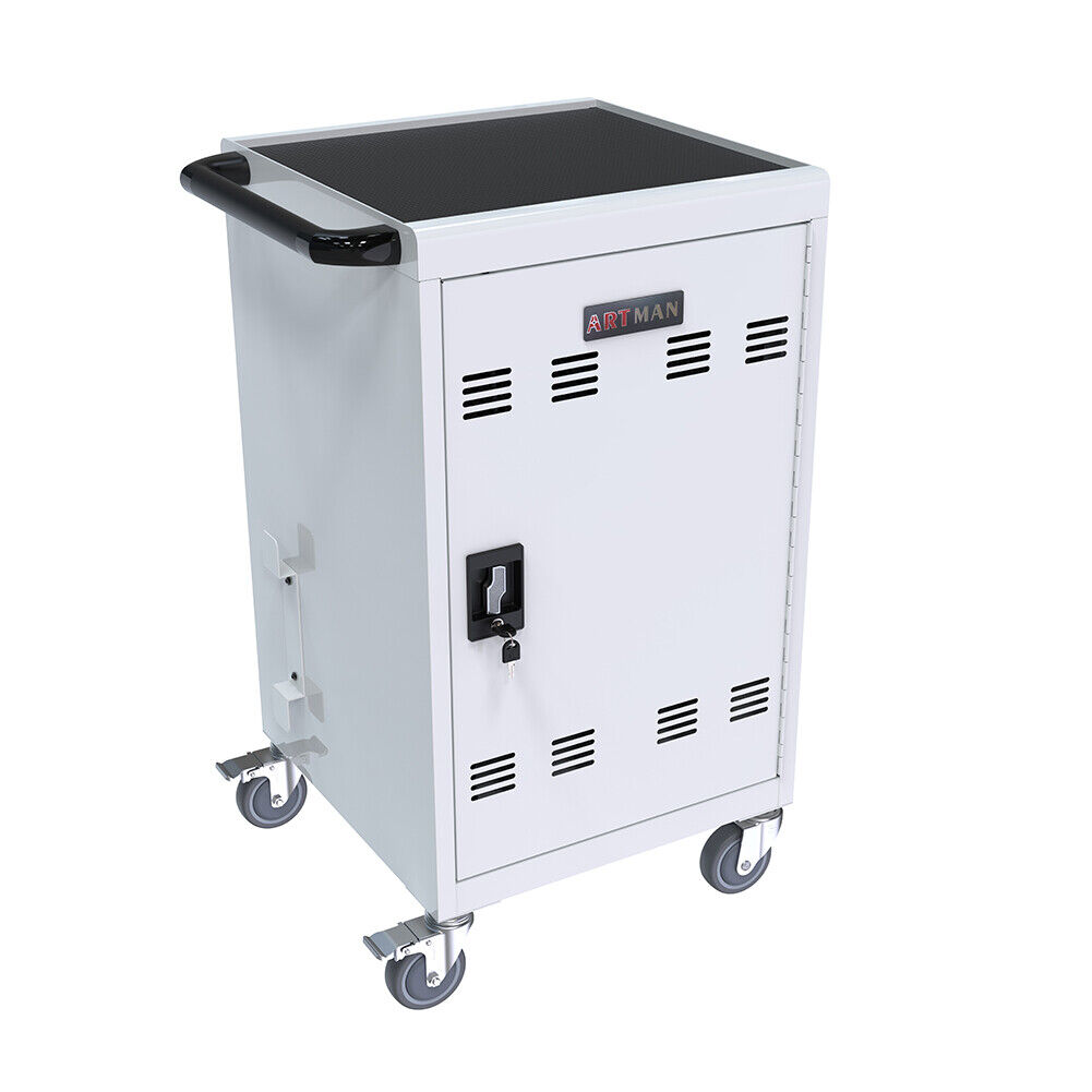 Mobile Computer Locking w/ Key Charging Station Cart Storage Cabinet 30 Device 
