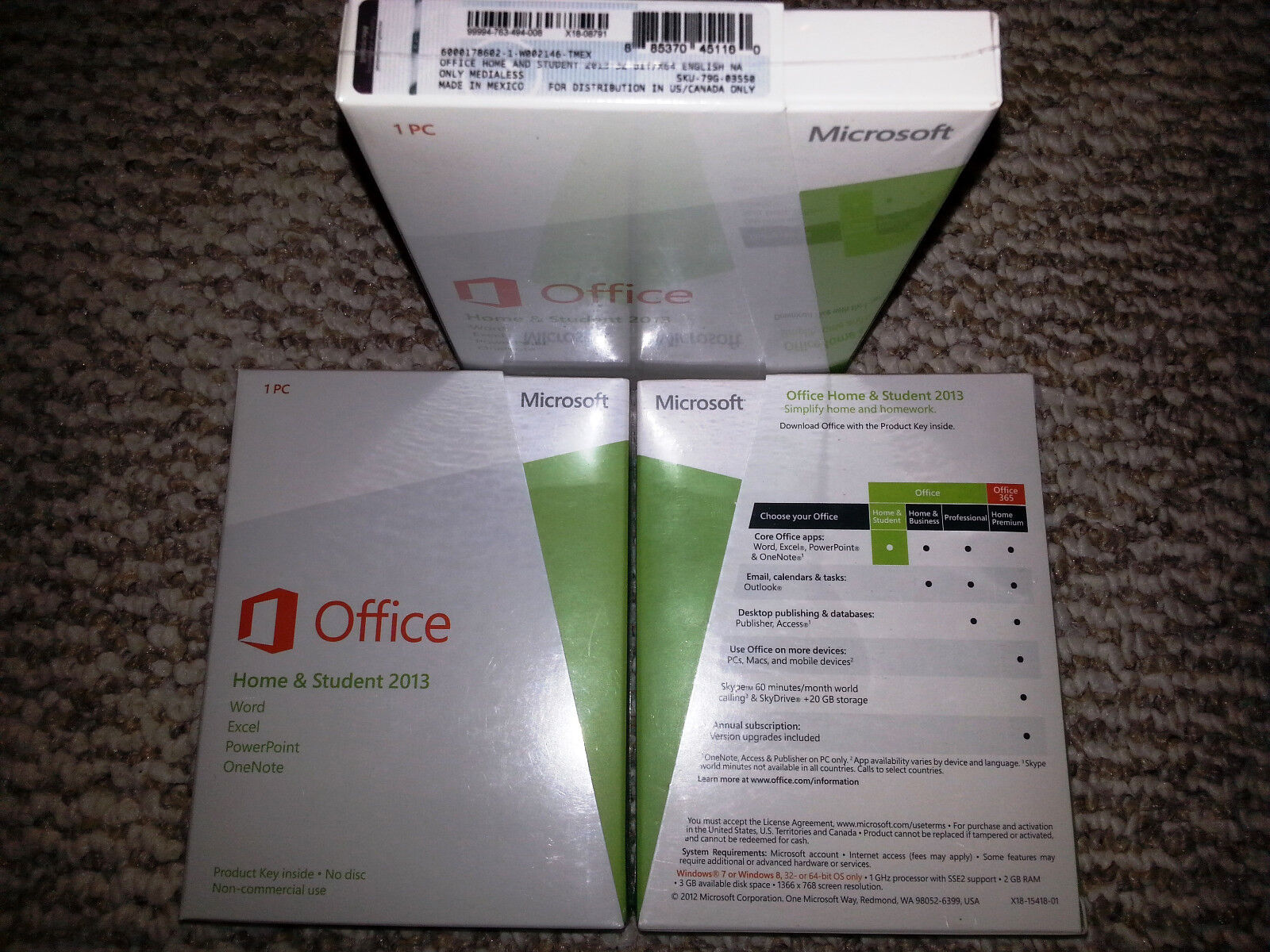 Microsoft Office Home and Student 2013,Sealed Retail Box,SKU 79G-03550,Key Card