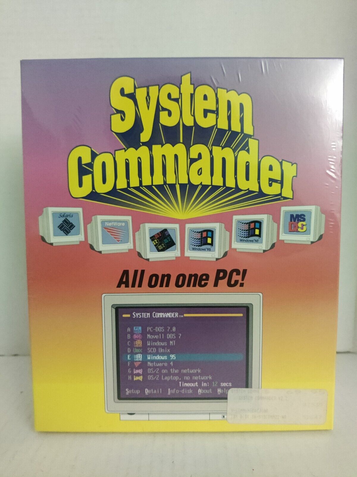 System Commander 1995 Version 2.2 PC Software 3.5 Floppy Diskette - New & Sealed