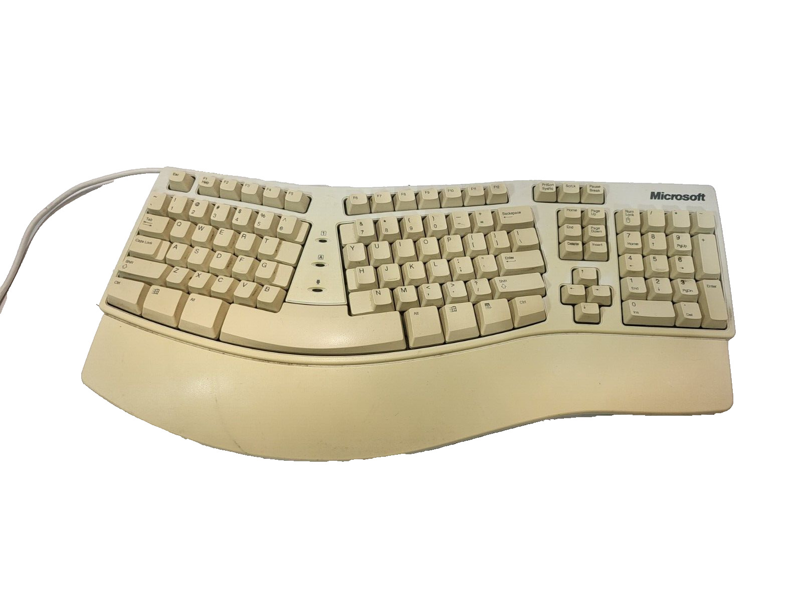 Rare Vintage Microsoft X03-51764 White PS2 Wired Standard Ergonomic Keyboard