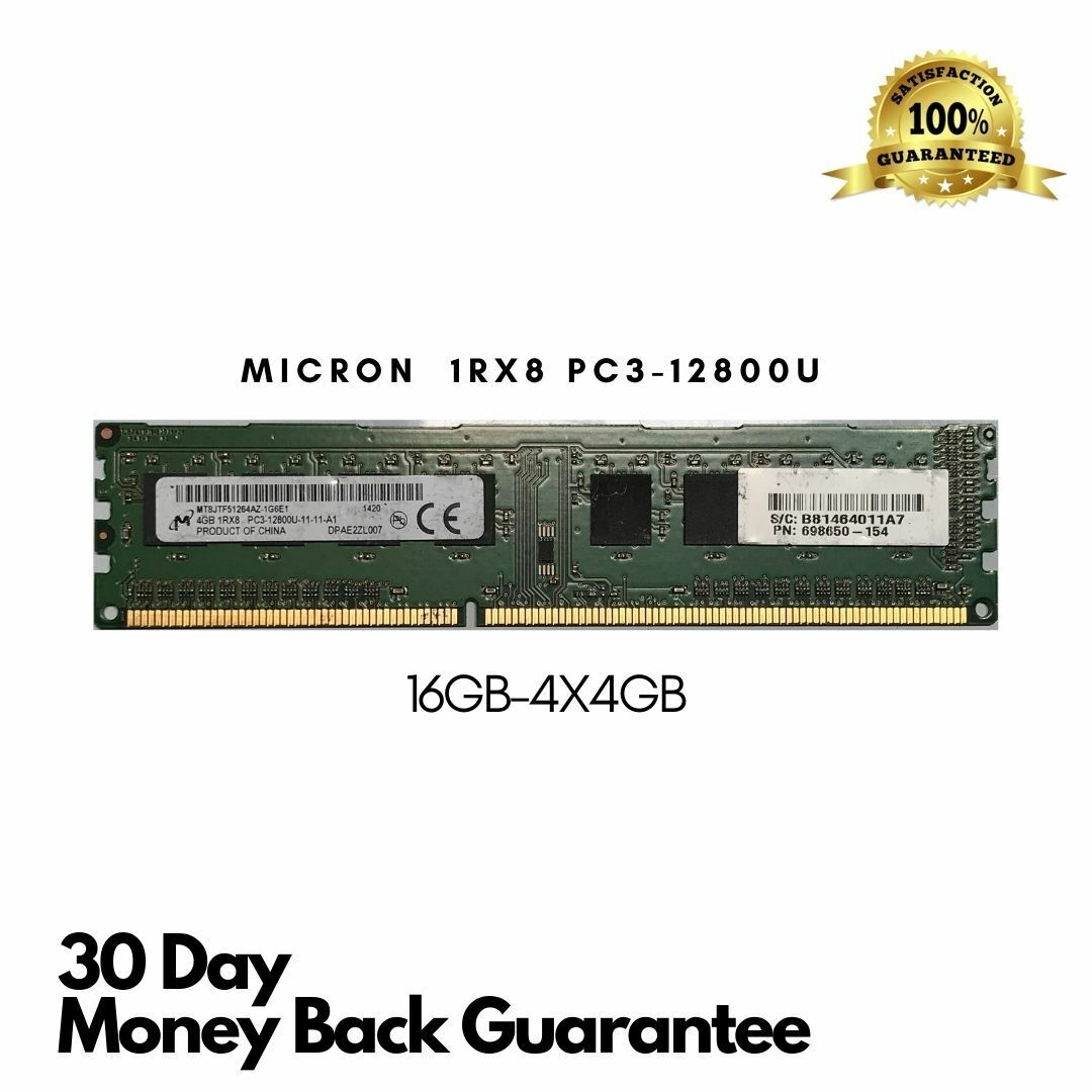 Micron 8GB 16GB 32GB (2x4GB, 4x4GB, 8x4GB) 1Rx8 2Rx8 DDR3-10600-12800U PC RAM