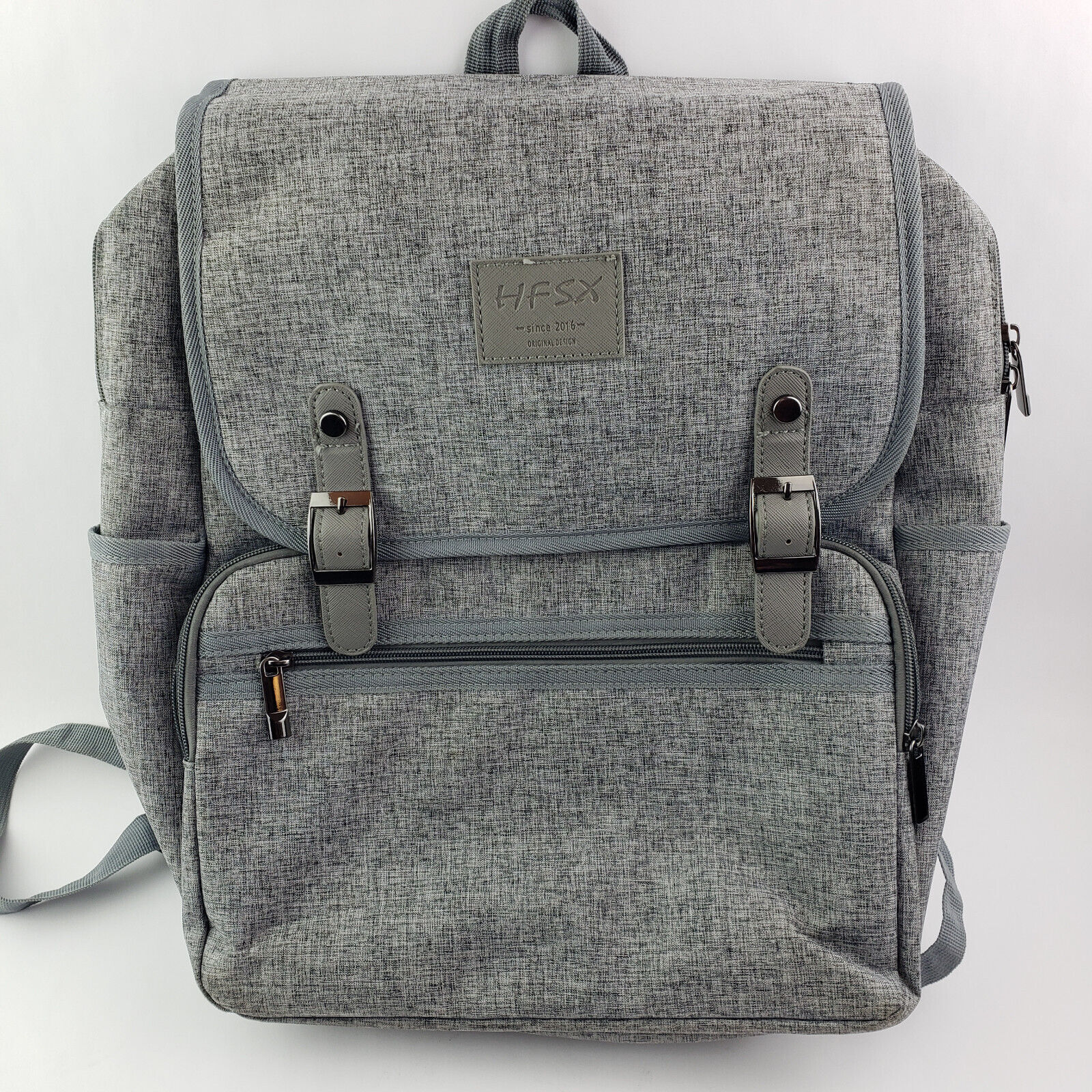 HFSX Backpack Bookbag Laptop Bag for Women Men Vintage Grey Back Pack EUC