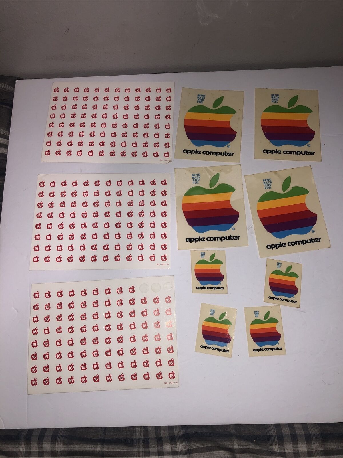 Lot of Original Vintage Apple Stickers Late 1970s 4 Large Apple/4 Small + More